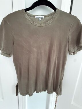 Cotton Citizen Olive Green Washed Short Sleeve Tee